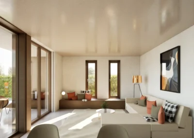 Interieur van biobased gezinswoning met stro isolatie in Apeldoorn